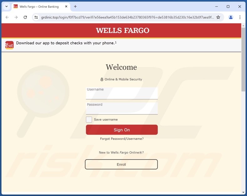 Wells Fargo - Account Verification Required e-mail fraudulento promovido site de phishing