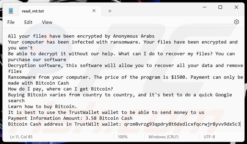 Anonymous Arabs ransomware nota de resgate (read_mt.txt)