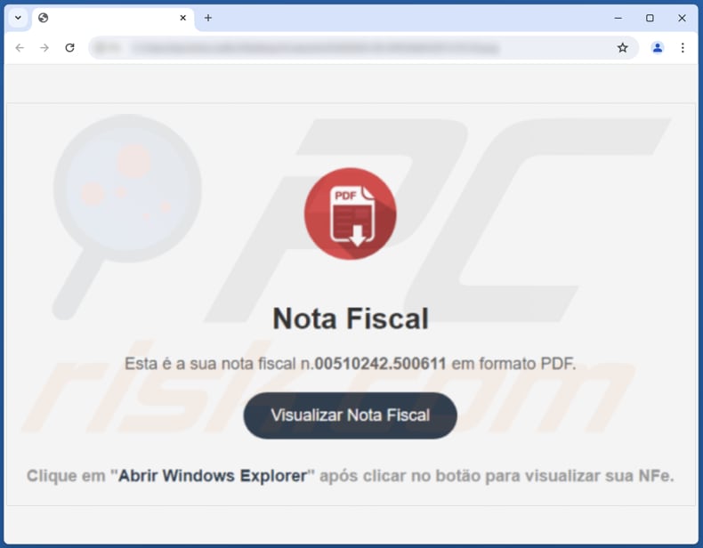 Site de malware CarnavalHeist para o qual o correio eletrónico fraudulento conduz