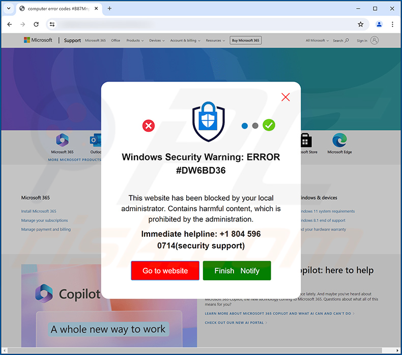 POP-UP Fraude ERROR #DW6BD36 - Passos de remoção e recuperação