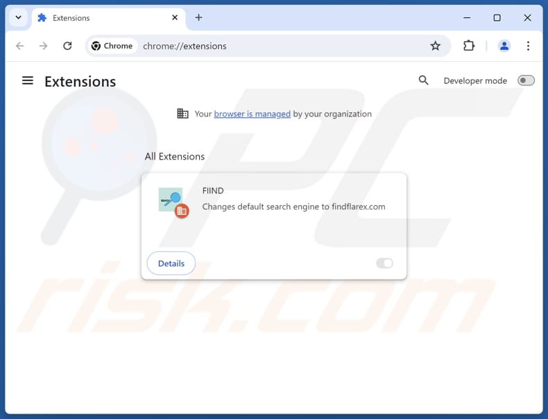 Remoção das extensões do Google Chrome relacionadas com o findflarex.com