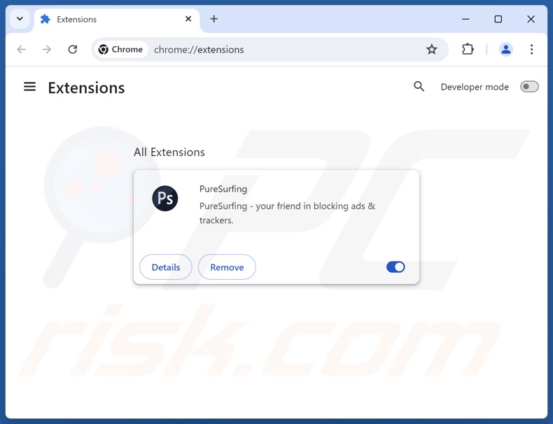 Aparecimento da extensão do navegador PureSurfing que apresenta a mensagem Your Chrome Version Does Not Include The Latest Update pop-up scam (GIF)