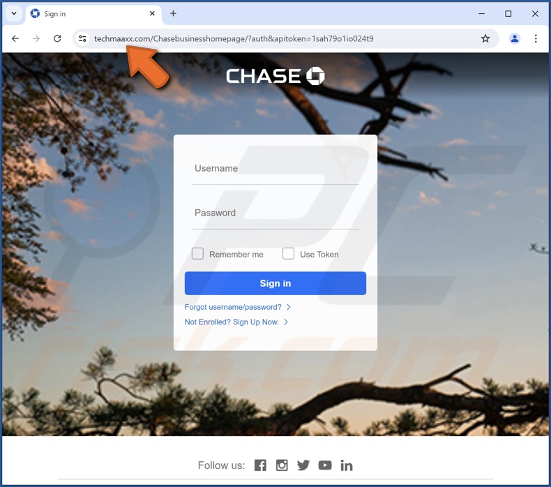 Chase - Account Verification e-mail fraudulento promovido site de phishing