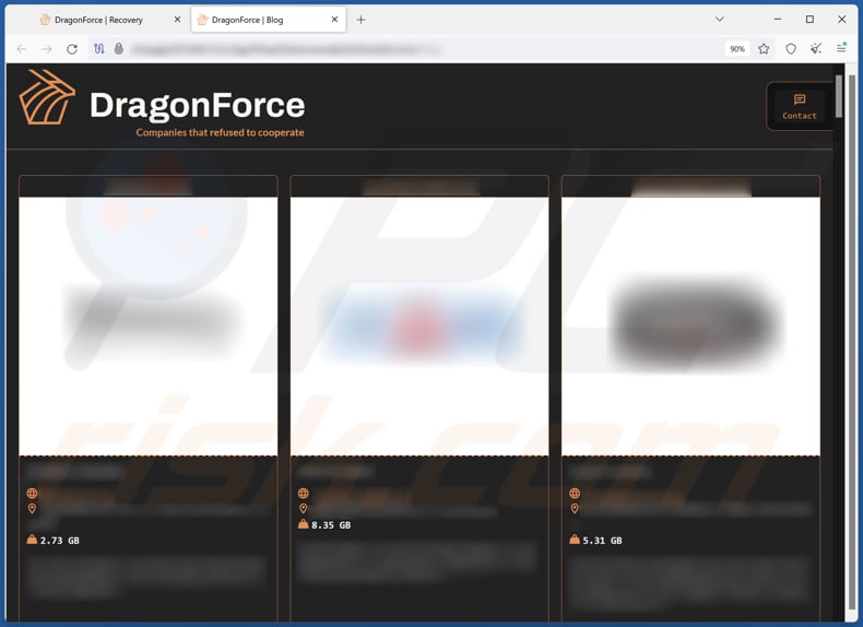 DragonForce ransomware sítio de fuga de dados