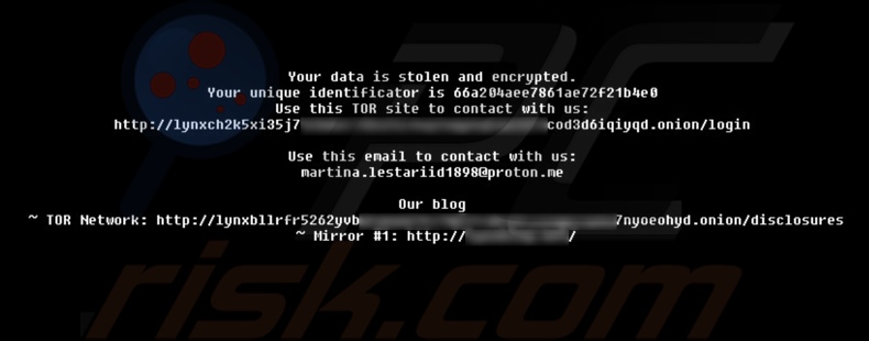 Lynx ransomware papel de parede