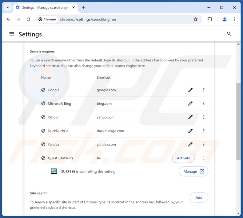 Remover o sequestrador de navegador Microsoft Edge do motor de busca predefinido do Google Chrome