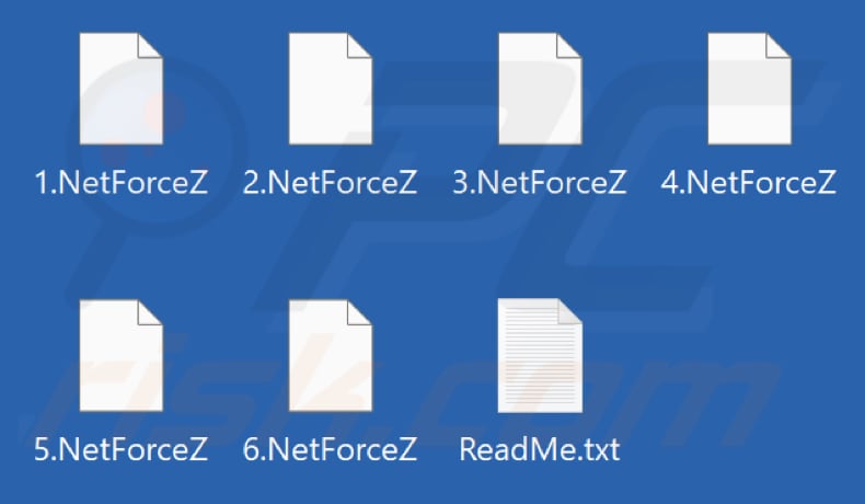 Ficheiros encriptados pelo ransomware NetForceZ (extensão .NetForceZ)