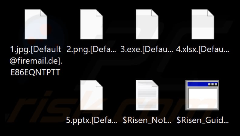 Ficheiros encriptados pelo ransomware Risen (com ID de utilizador como extensão)