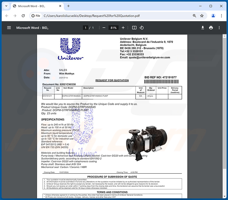 Ficheiro PDF distribuído através do esquema de correio eletrónico UNILEVER (2024-07-01)