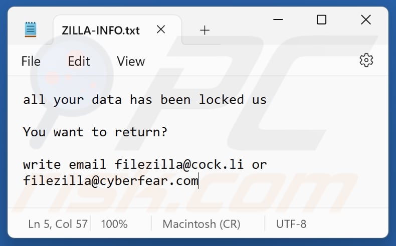 ZILLA ransomware ficheiro de texto (ZILLA-INFO.txt)