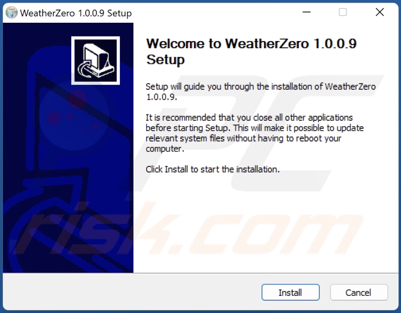 WeatherZero PUA configuração da instalação