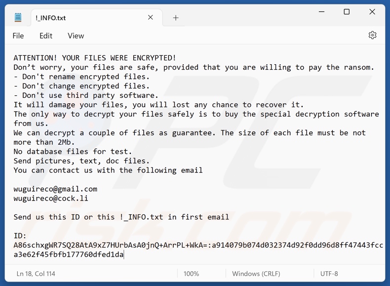 Bixi ransomware nota de resgate (!_INFO.txt)