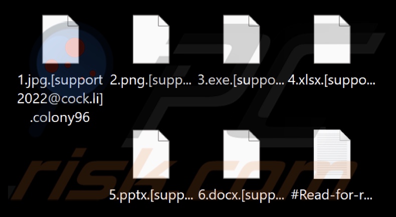 Ficheiros encriptados pelo Colony ransomware (extensão .colony96)