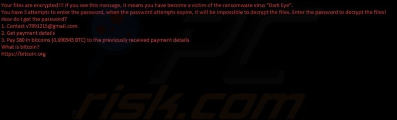 Dark Eye ransomware papel de parede