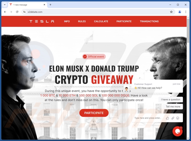 Elon Musk X Donald Trump Crypto Giveaway fraude