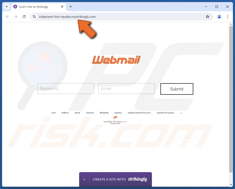 Email Server site de phishing scam