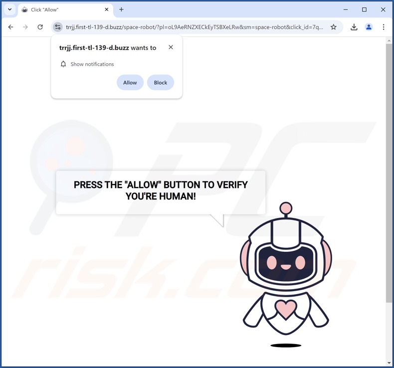 Exemplo de um sítio Web do grupo first-tl (first-tl-139-d[.]buzz)