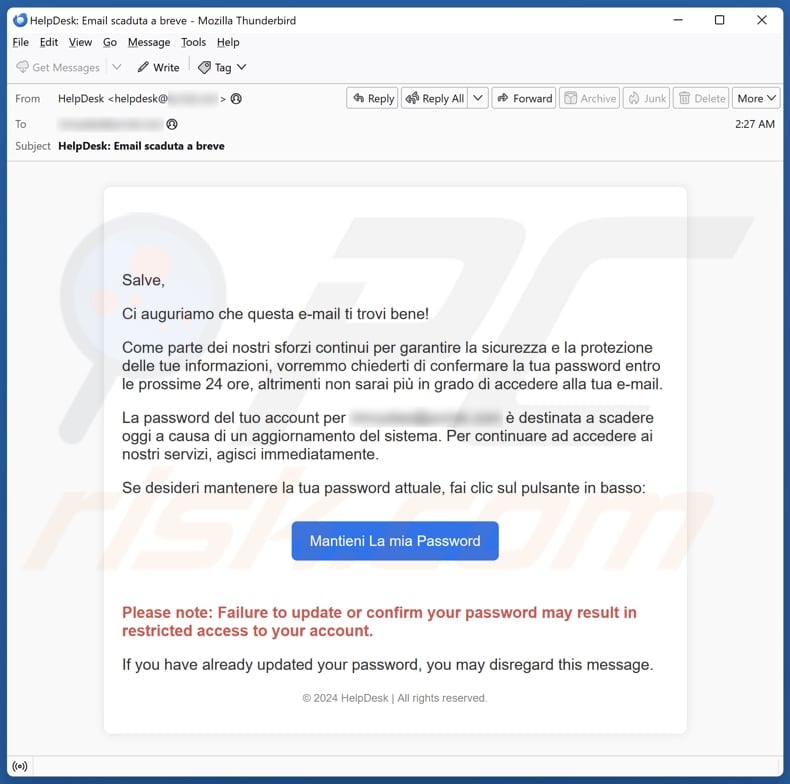 HelpDesk Password Confirmation fraude