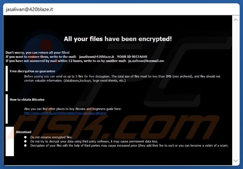 Ior ransomware nota de resgate (mensagem pop-up)