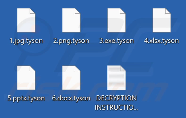 Ficheiros encriptados pelo ransomware Tyson (extensão .tyson)