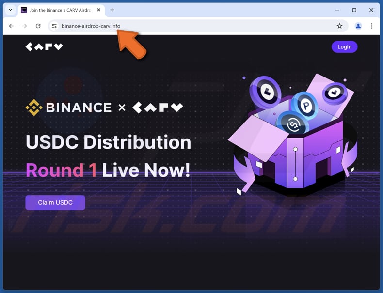 Binance USDC Distribution fraude