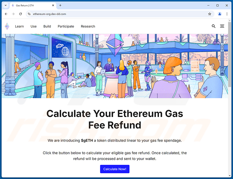 Ethereum Gas Fee Refunds sítio web do escorredor (ethereum-org.dex-dd[.]com)