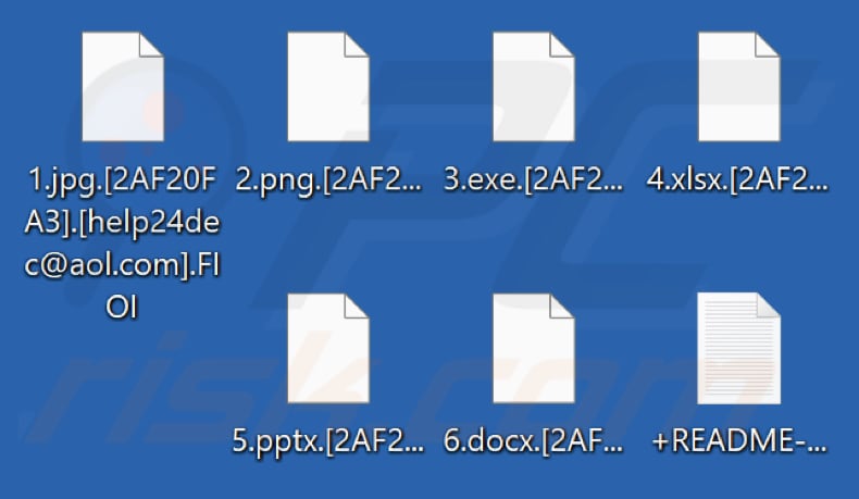 Ficheiros encriptados por FIOI ransomware (extensão .FIOI)