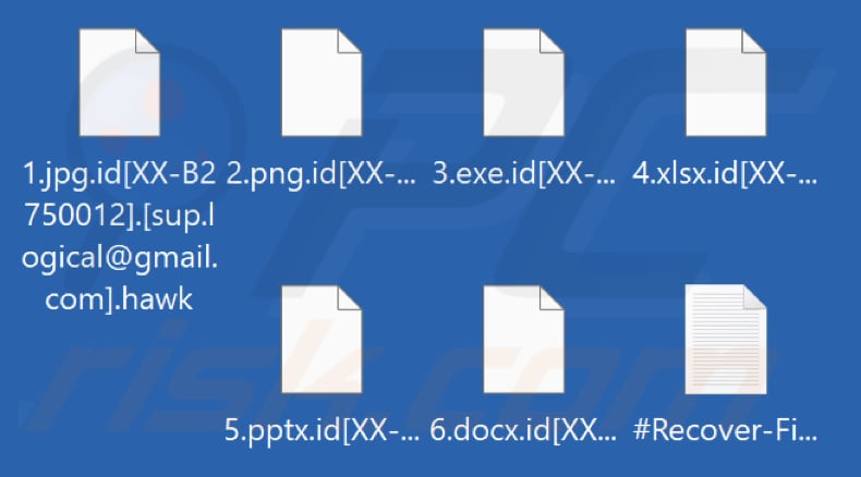 Ficheiros encriptados por Hawk ransomware (extensão .hawk)