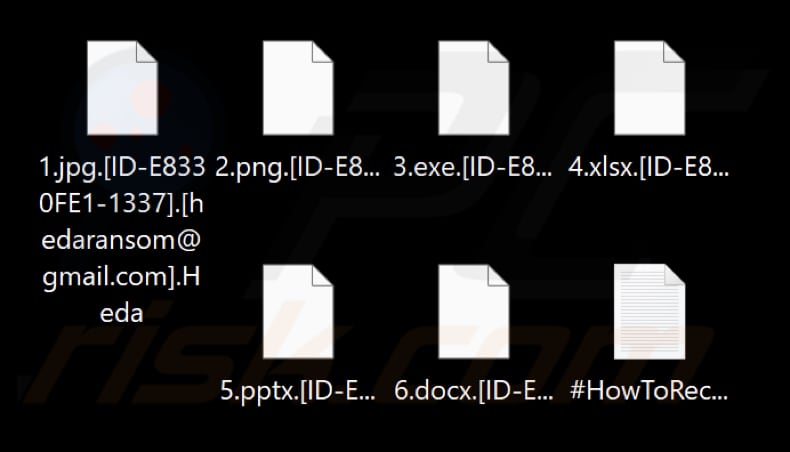 Ficheiros encriptados pelo ransomware Heda (extensão .Heda)