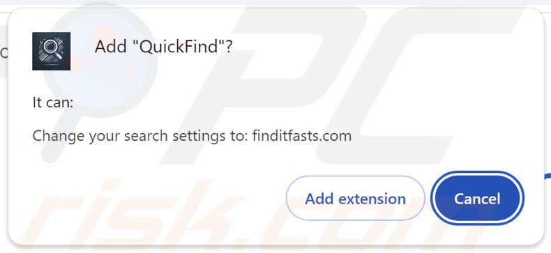 Sequestrador de navegador QuickFind a pedir permissões