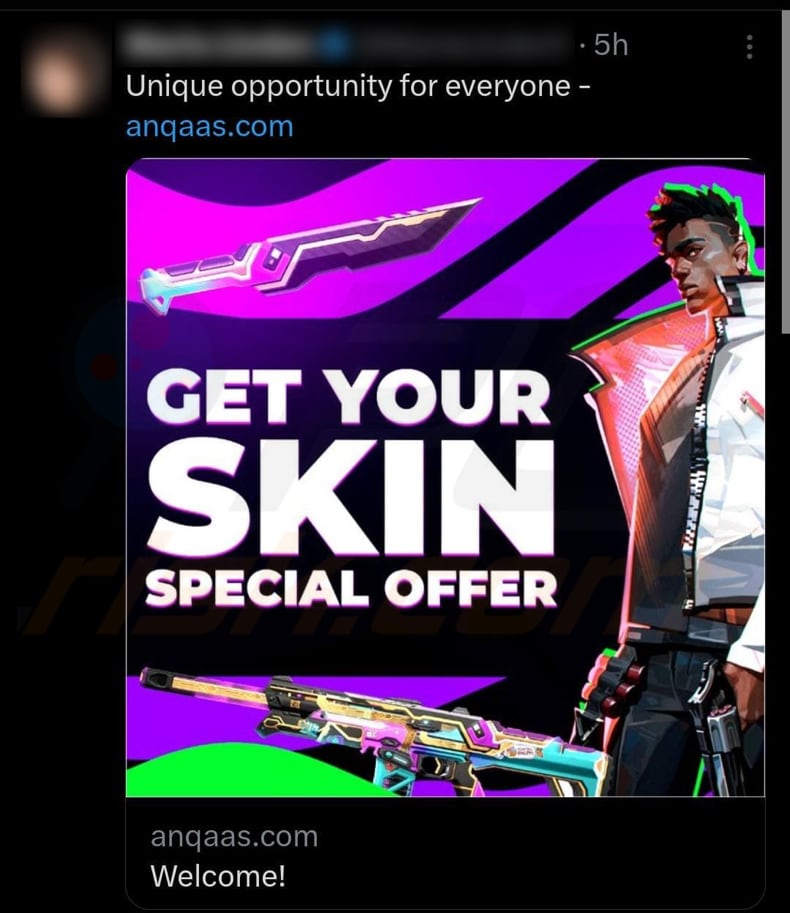 Valorant Skin Giveaway promover X post