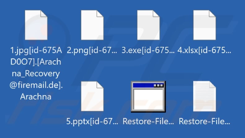 Ficheiros encriptados pelo ransomware Arachna (extensão .Arachna)