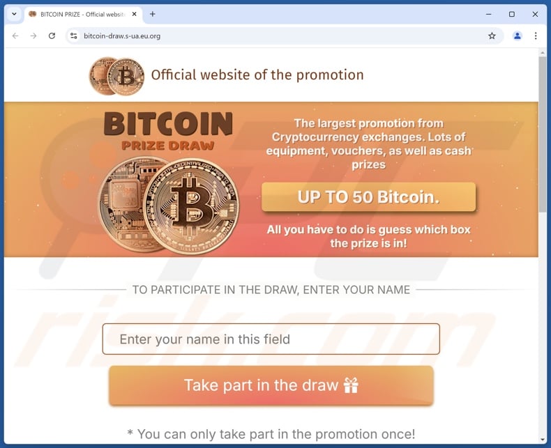 Bitcoin Prize Draw fraude