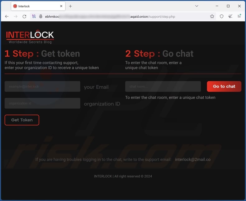 Interlock ransomware sítio de chat no Tor