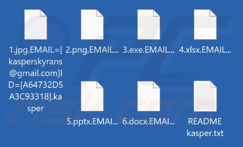 Ficheiros encriptados pelo ransomware Kasper (extensão .kasper)