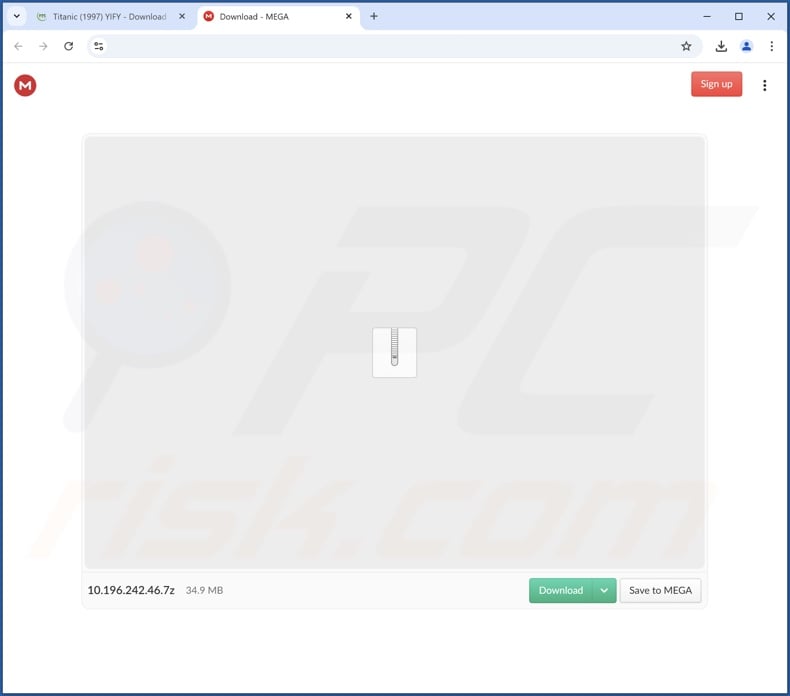 Sítio Web utilizado para promover o Oovi Appc PUA