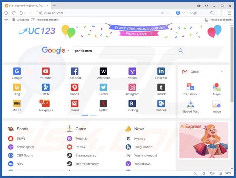 UC Browser PUA redireccionamento da instalação (uc123.com)