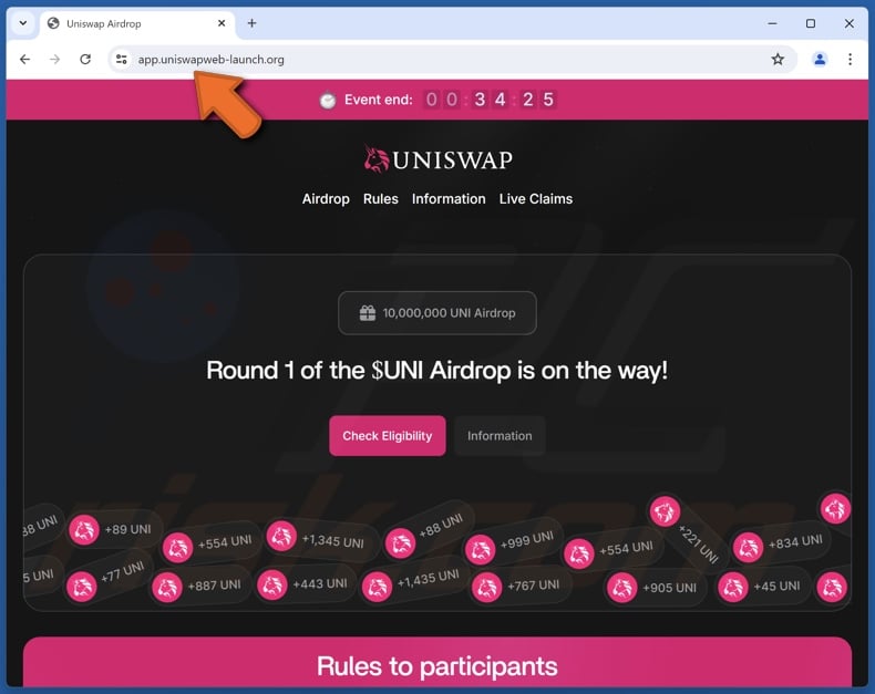 Uniswap ($UNI) Airdrop fraude