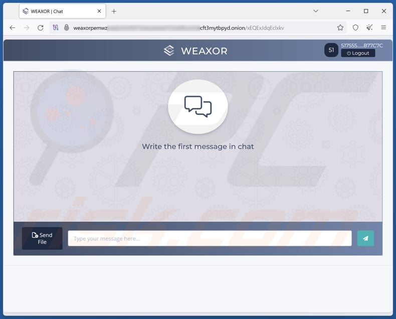 Weaxor ransomware sítio de conversação