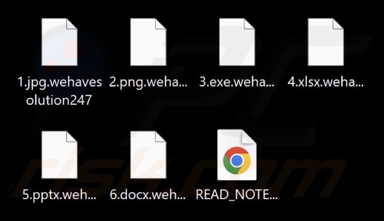 Ficheiros encriptados pelo WeHaveSolution ransomware (extensão .wehavesolution247)