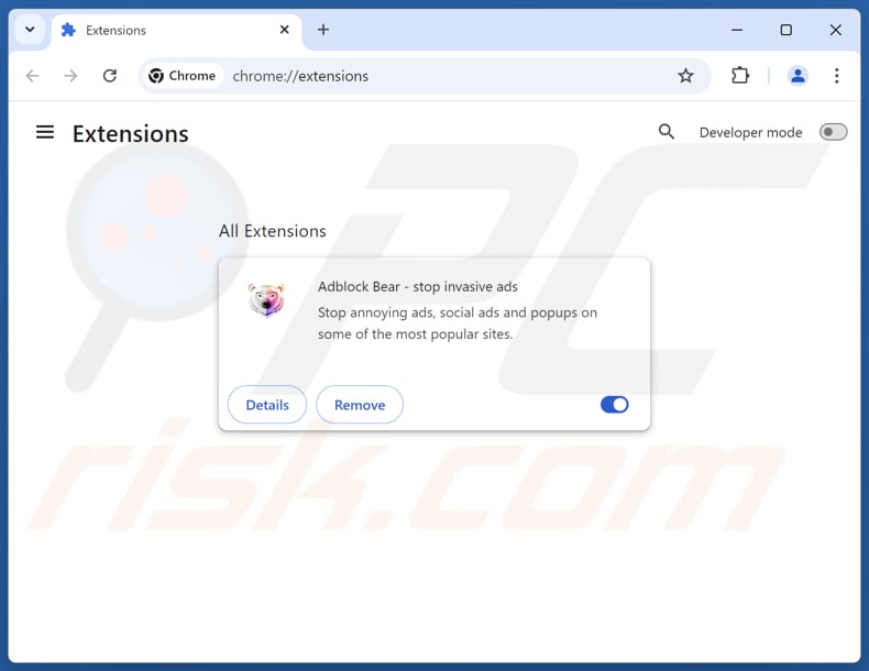 Remoção do Adblock Bear - impedir anúncios invasivos do Google Chrome 2