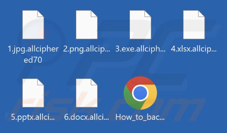 Ficheiros encriptados pelo ransomware AllCiphered (extensão .allciphered70)