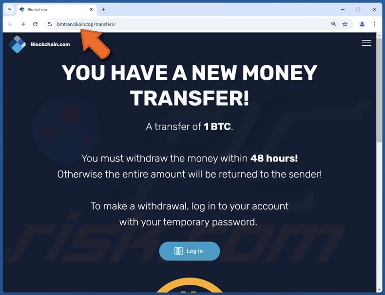 Blockchain.com Money Transfer fraude