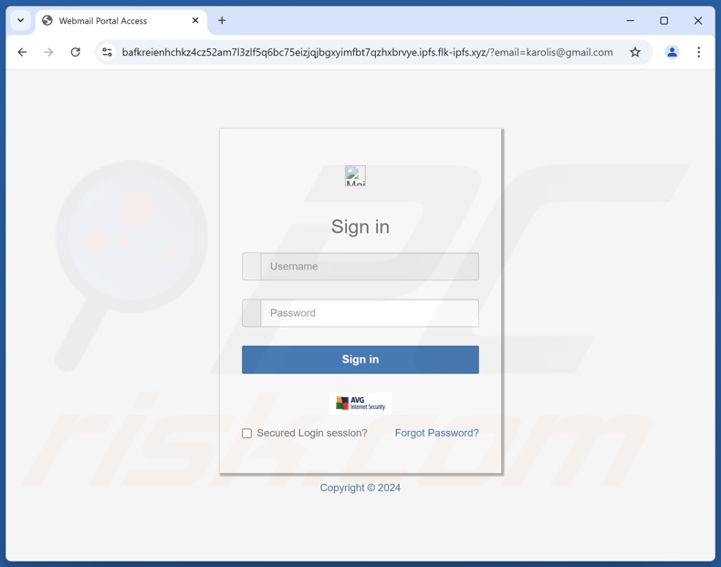 Failed Login Attempt e-mail fraudulento promovido site de phishing