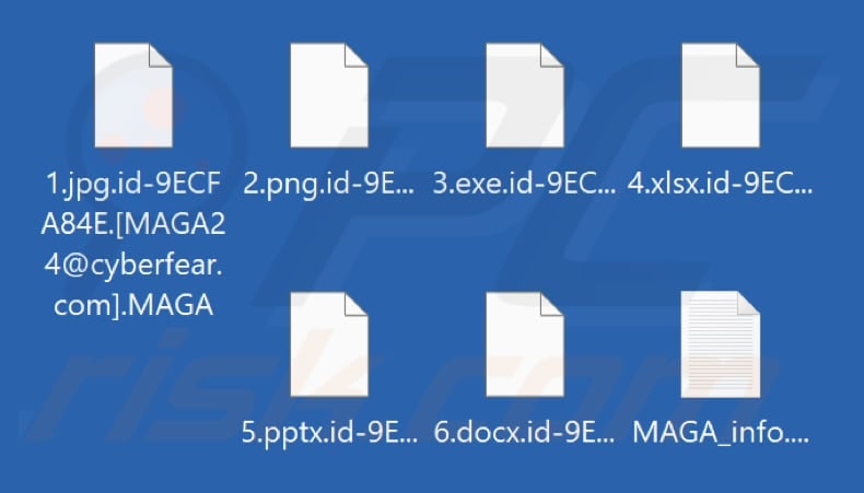 Ficheiros encriptados pelo MAGA ransomware (extensão .MAGA)
