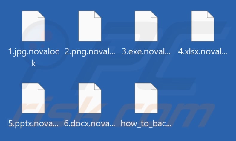 Ficheiros encriptados pelo ransomware Novalock (extensão .novalock)