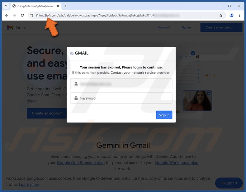 Storage Space Running Low Email Scam site de phishing