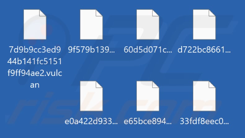 Ficheiros encriptados pelo Vulcan ransomware (extensão .vulcan)