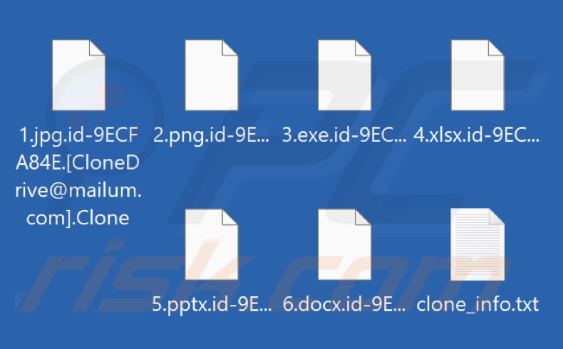 Ficheiros encriptados pelo ransomware Clone (extensão .Clone)