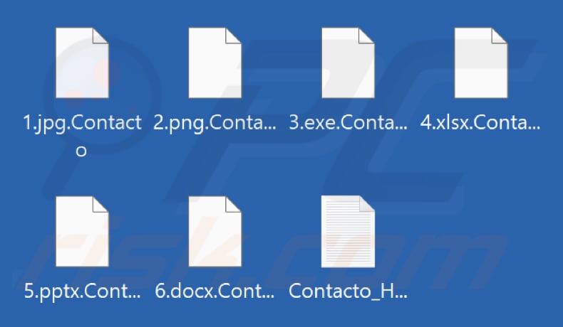 Ficheiros encriptados pelo ransomware Contacto (extensão .Contacto)